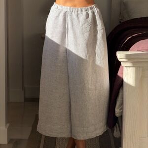 DKNY Pure Midi Skirt – Striped Linen Blend